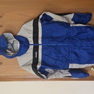 Columbia Sportswear Blue, Grey, & Black Windbreaker Jacket Size 18/20